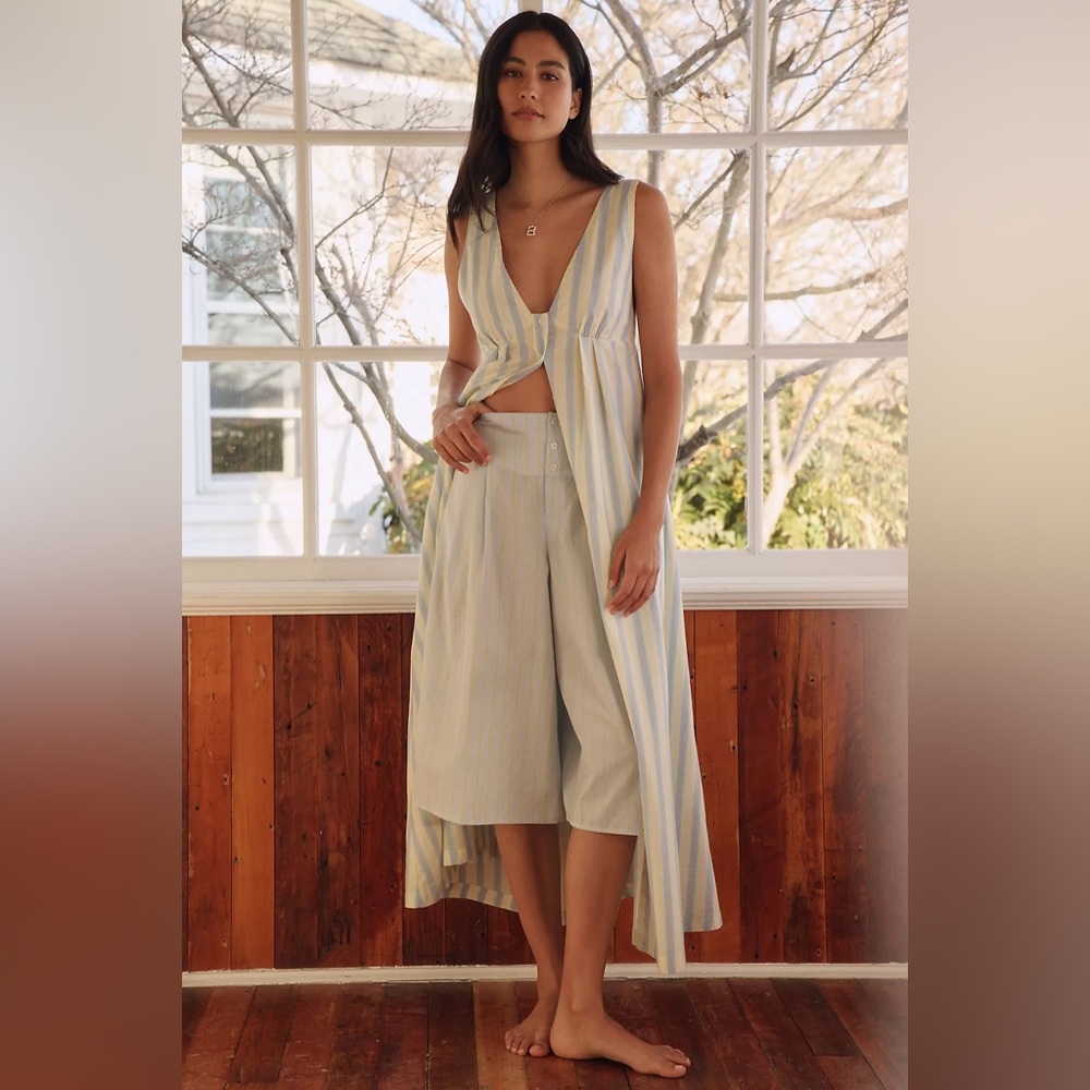 NWT Anthropology LyreBird Cotton French Boxer
Wide Leg Culottes Sz XL  Stripe